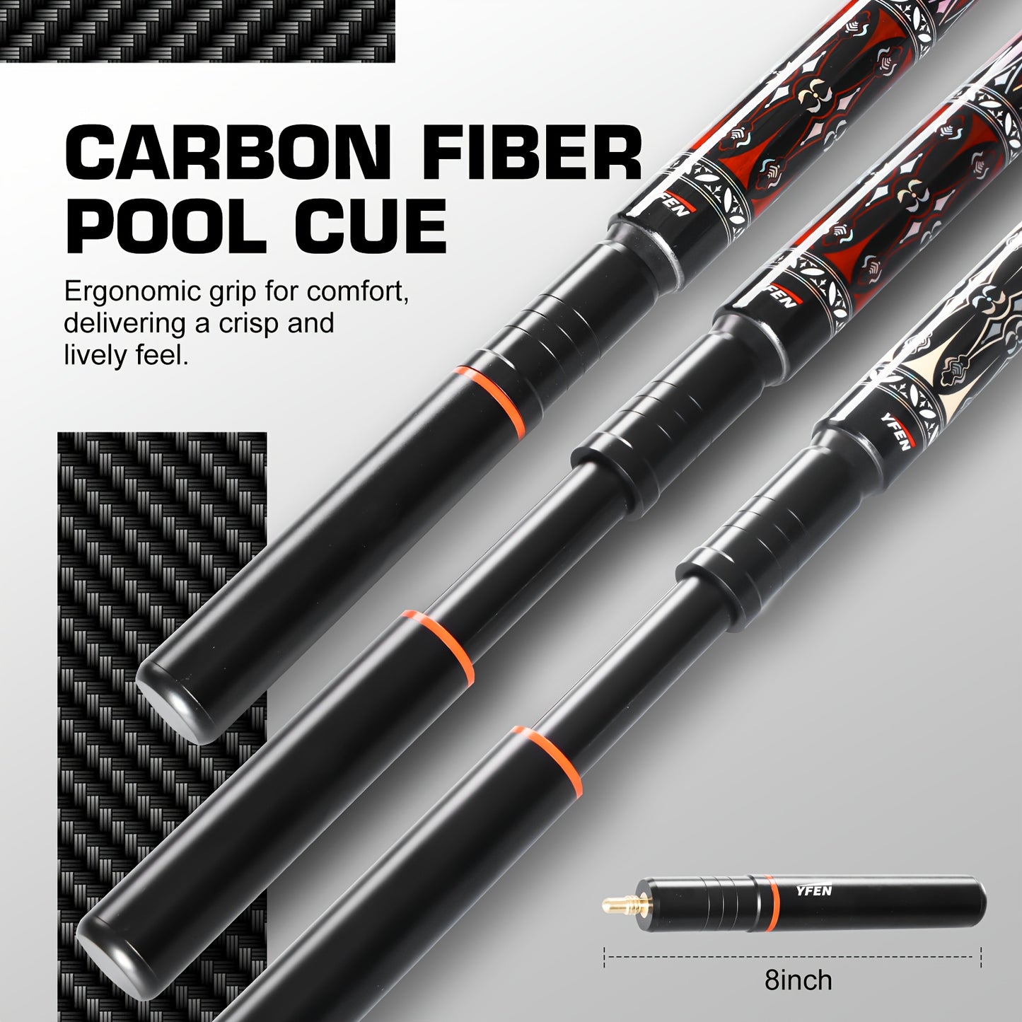 YFEN Carbon Fiber Pool Cue Pro Low Deflection Shaft