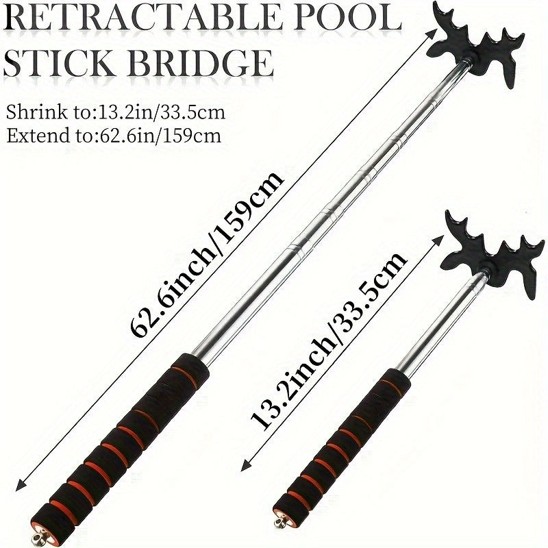 Adjustable Telescopic Pool Cue Holder With Extending Stand And Bridge