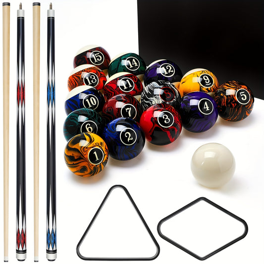 [Billiard Set Accessories] 20pcs Pool Balls Billiard Set Billiard Table Accessories Set Included 16 Fancy Ball 2 Diamond Pool Cues Stick, 2 Billiard Ball Rack Billiard Balls Pack for Adults Men Home Office Entertainment