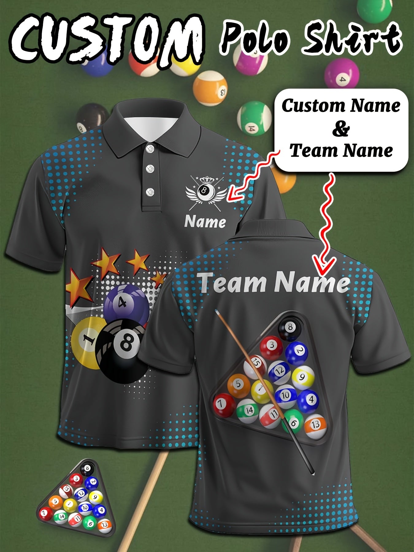 Personalized Billiard Shirts With Names And Team Logos