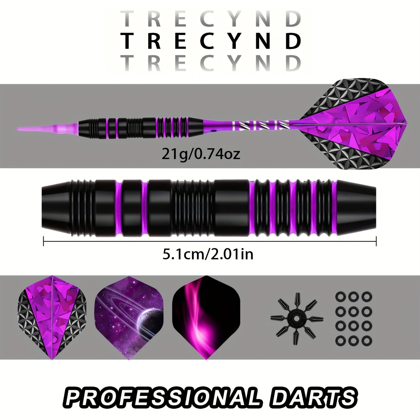 Trecynd 3 Piece Dart Set With Flights And Storage Case