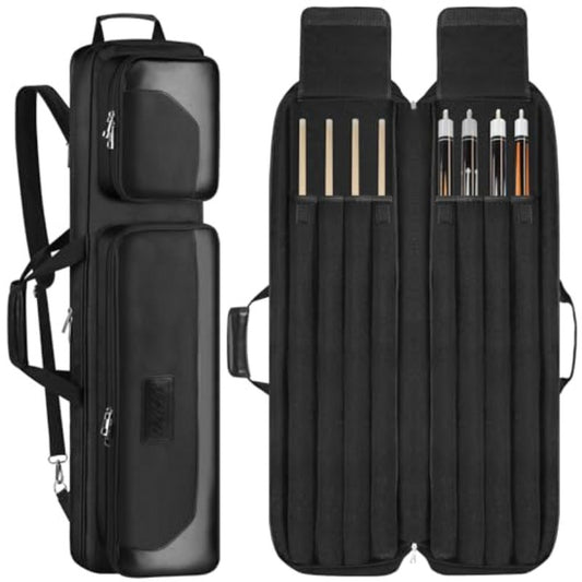 Heavy Duty Pool Cue Case With Oxford Exterior And Padded Interior Holds 4 Cues