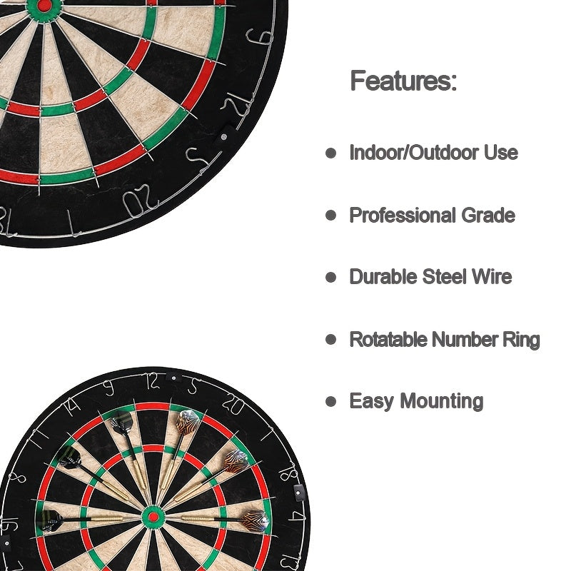 18 Inch Brazilian High Quality Hemp Dart Board With 6 Piece Dart Set, Indoor Professional Round Mesh Premium Sisal Dart Board For Training And Competition