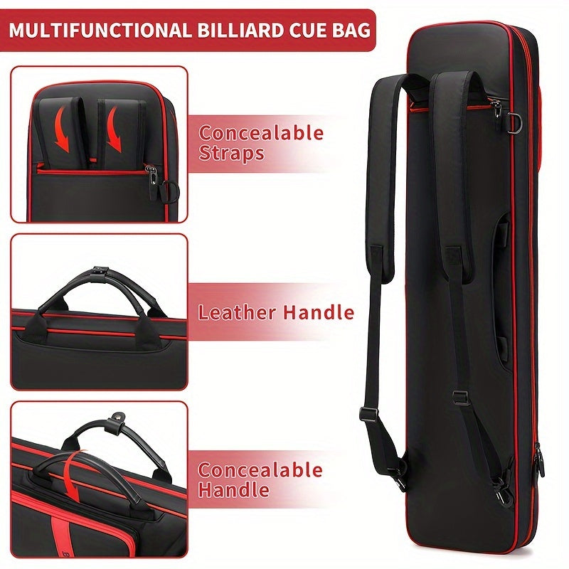 Soft Padded Pool Cue Case With Large Front Pockets