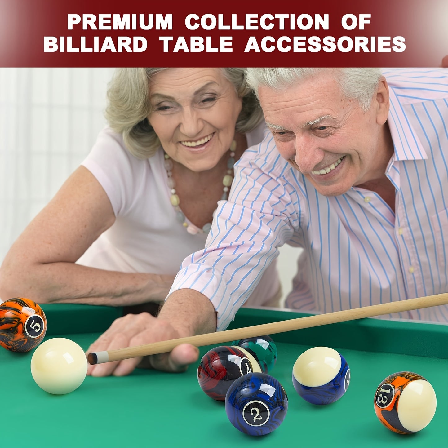 [Billiard Set Accessories] 20pcs Pool Balls Billiard Set Billiard Table Accessories Set Included 16 Fancy Ball 2 Diamond Pool Cues Stick, 2 Billiard Ball Rack Billiard Balls Pack for Adults Men Home Office Entertainment