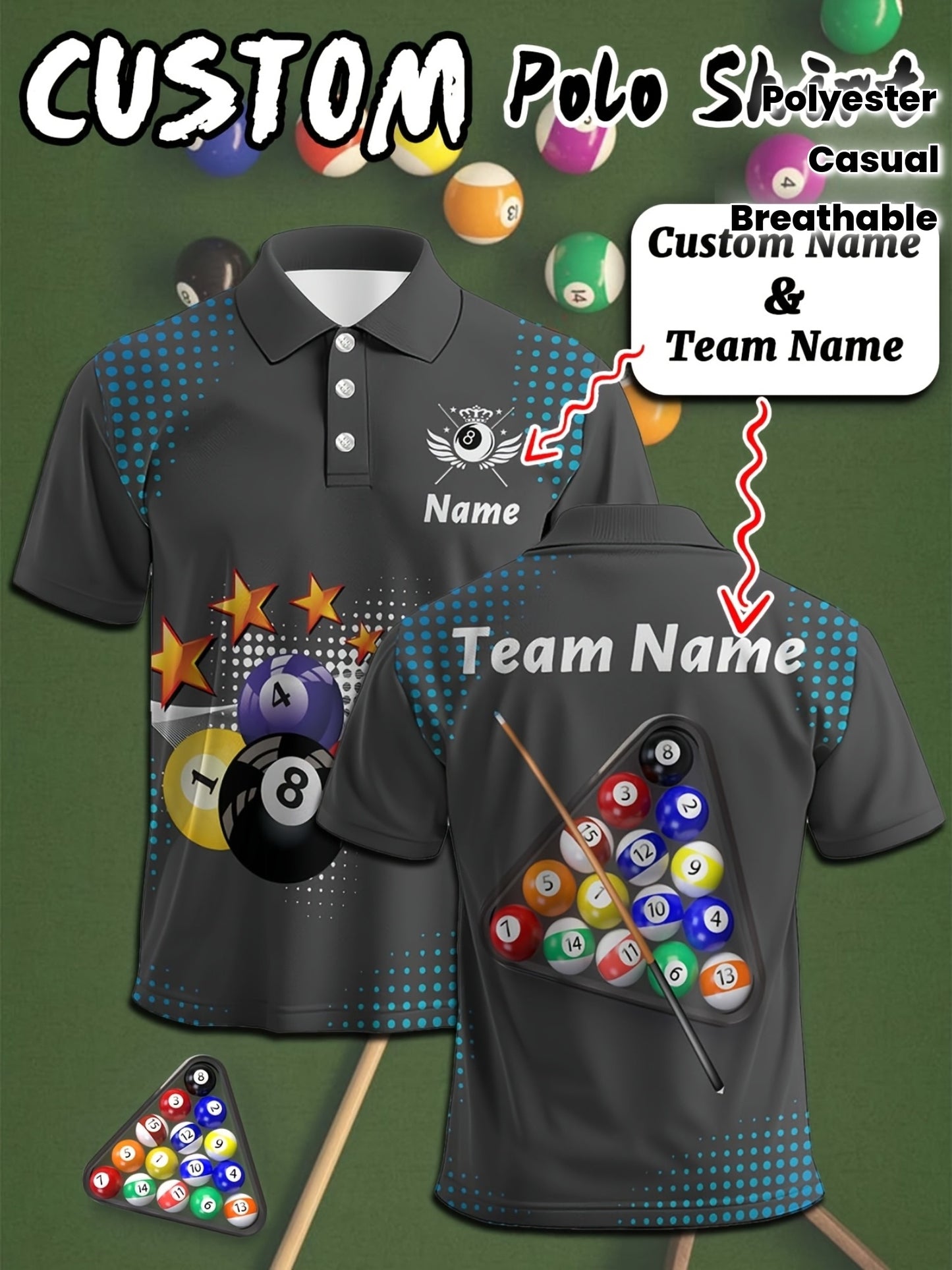 Personalized Billiard Shirts With Names And Team Logos