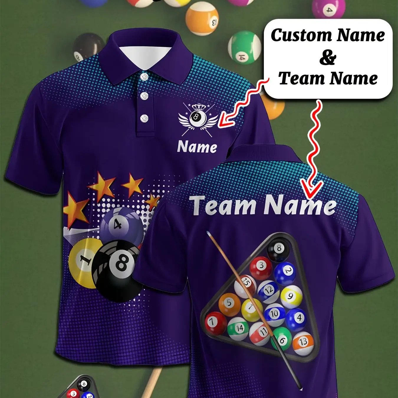 Personalized Billiard Shirts With Names And Team Logos