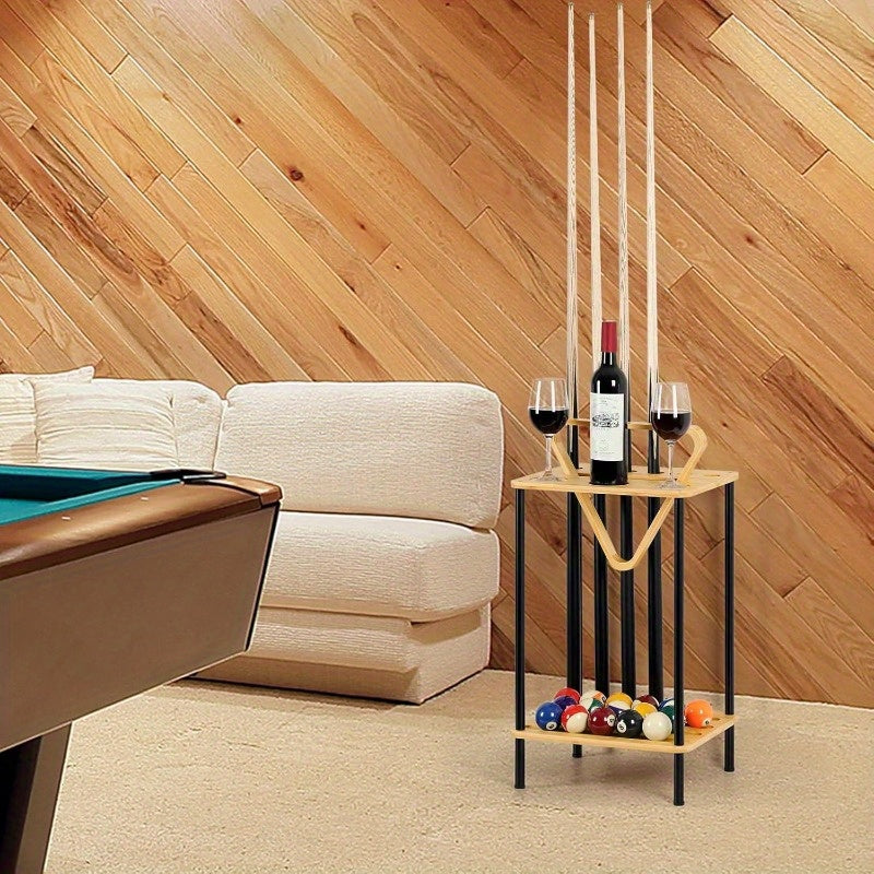 Heavy-Duty Freestanding Pool Cue Holder With Multi-Tiered Design