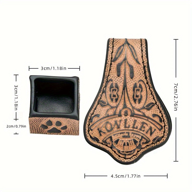 KONLLEN Leather Engraved Pool Chalk Holder Magnetic Billiards Accessory