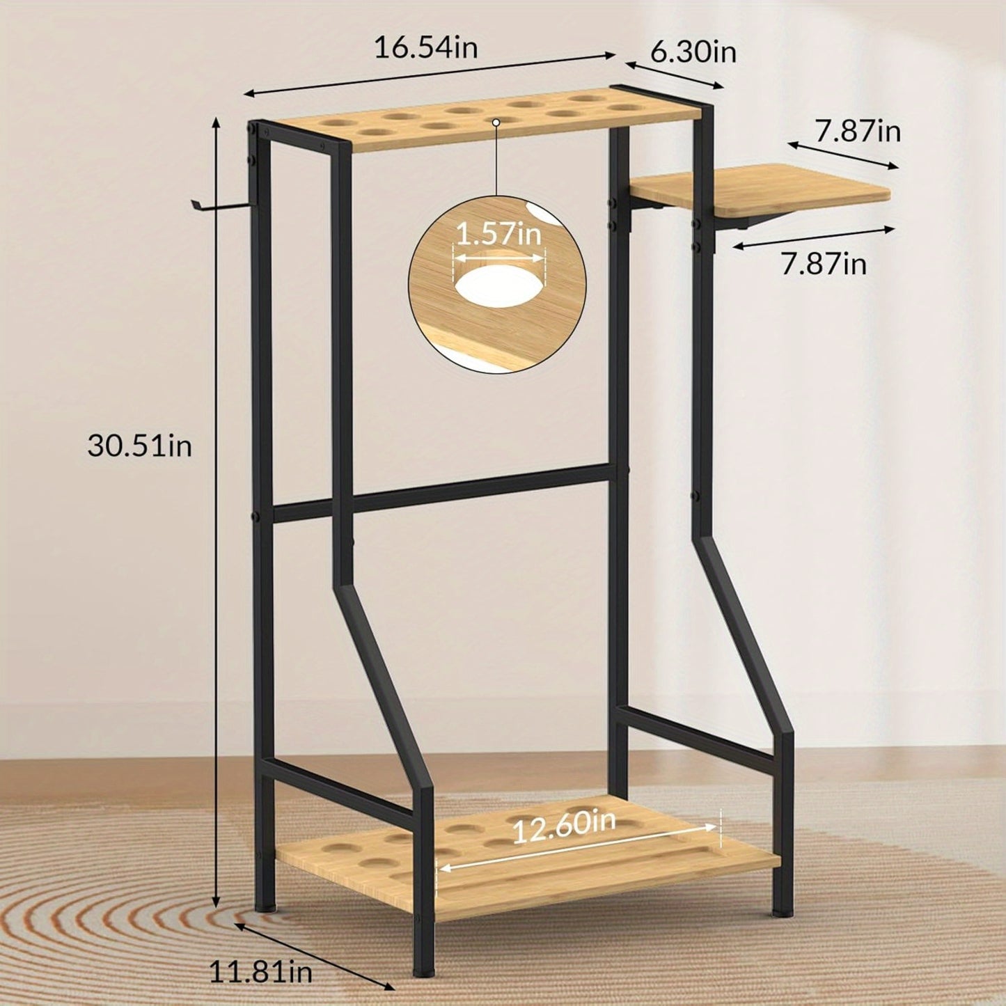 Billiards Cue Floor Stand Holder Up To 10 Cues Bamboo