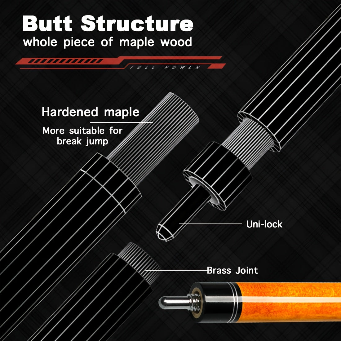 YEUEK Jump Break Pool Cue With Maple Shaft 2 In 1 Performance