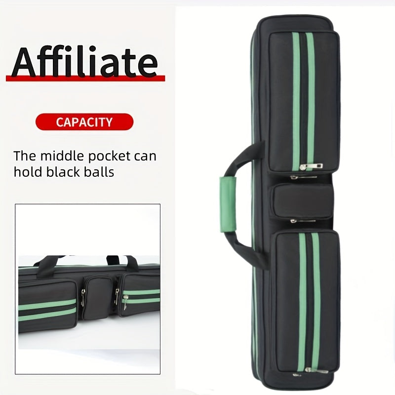 Pool Cue Case 7 Compartments 4 Cues Large Capacity Bag