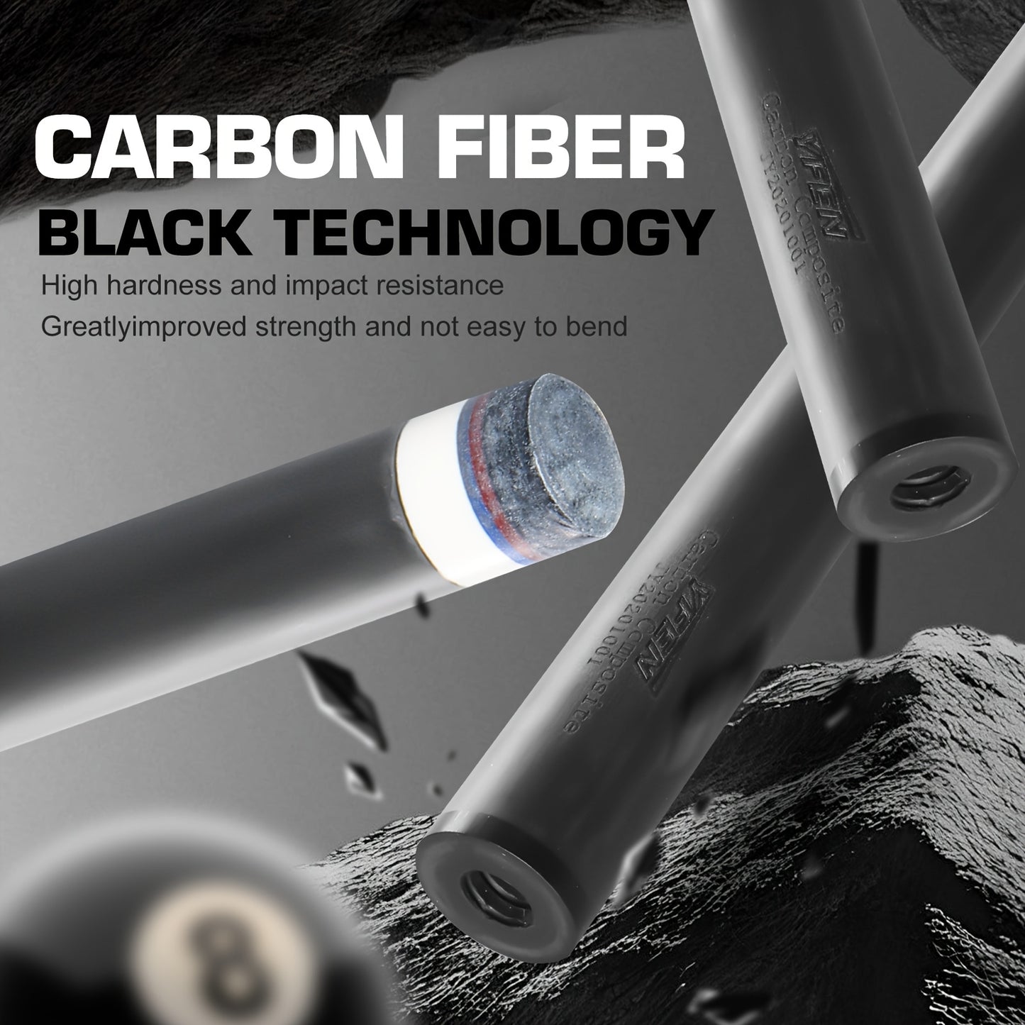 YFEN Carbon Fiber Pool Cue Pro Low Deflection Shaft