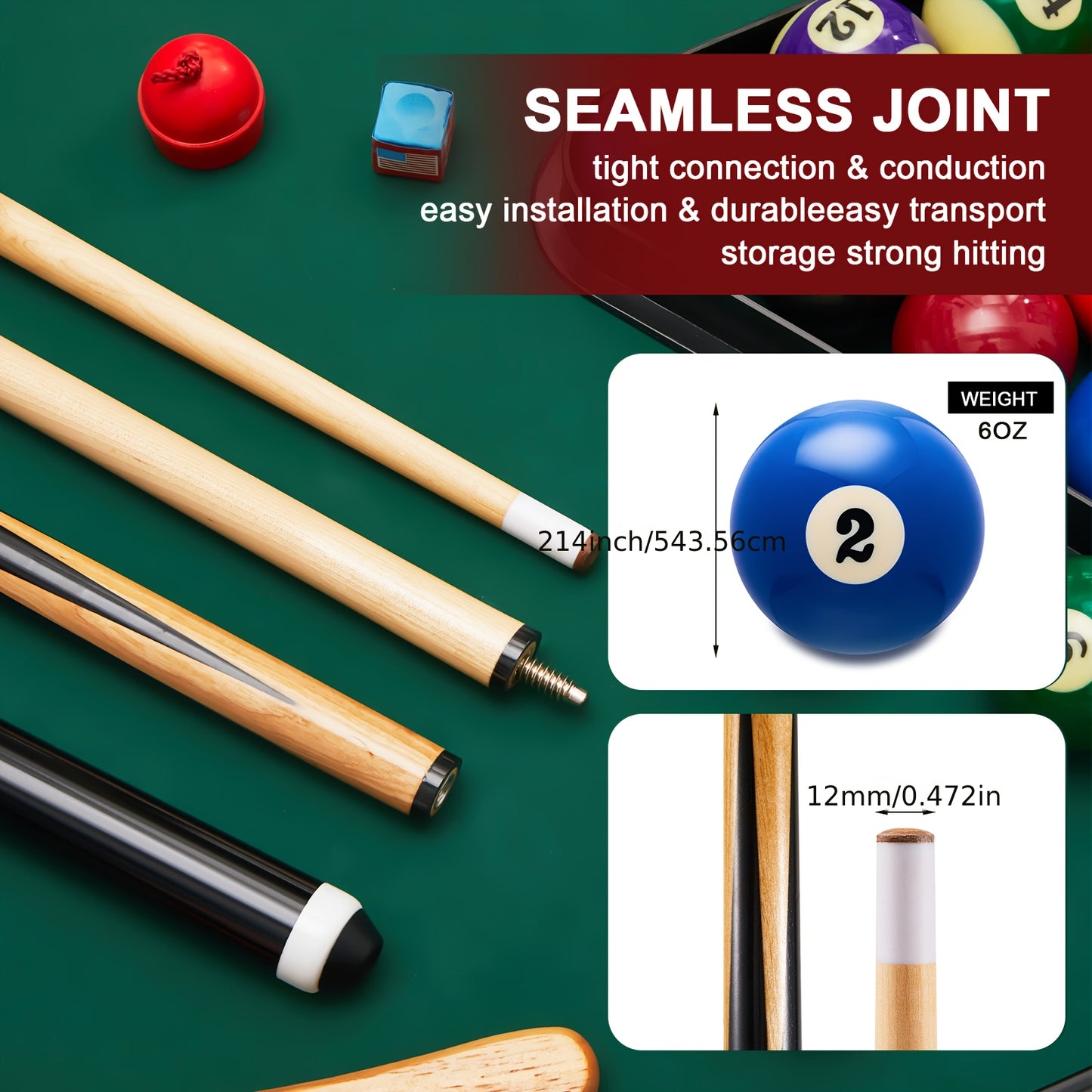 Hungdao Pool Billiard Accessories Set With Balls Sticks Chalks Brush