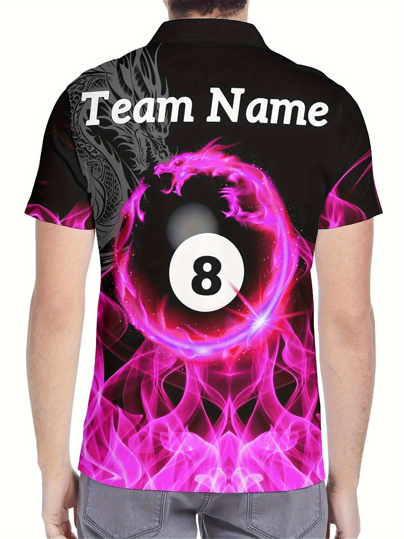 Custom Dragon 8 Billiard Polo Shirt With Personalization