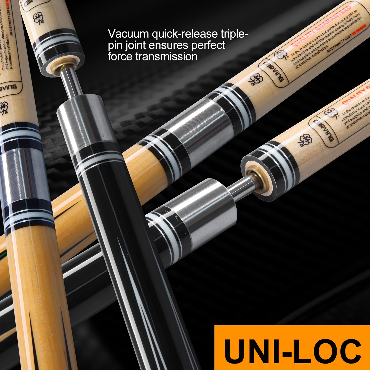 911 Series Pool Cue Low Deflection Vacuum Uni-Loc Joint Grip