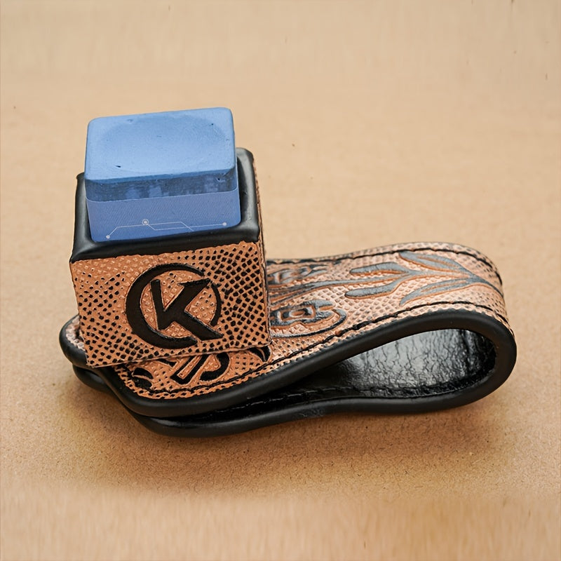 KONLLEN Leather Engraved Pool Chalk Holder Magnetic Billiards Accessory