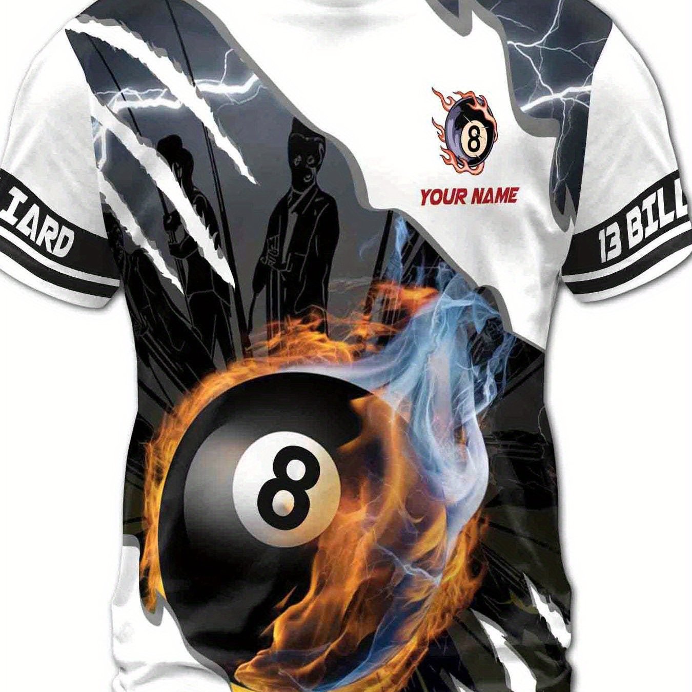 Billiards 8 Balls Patterned Polyester Mens T Shirt