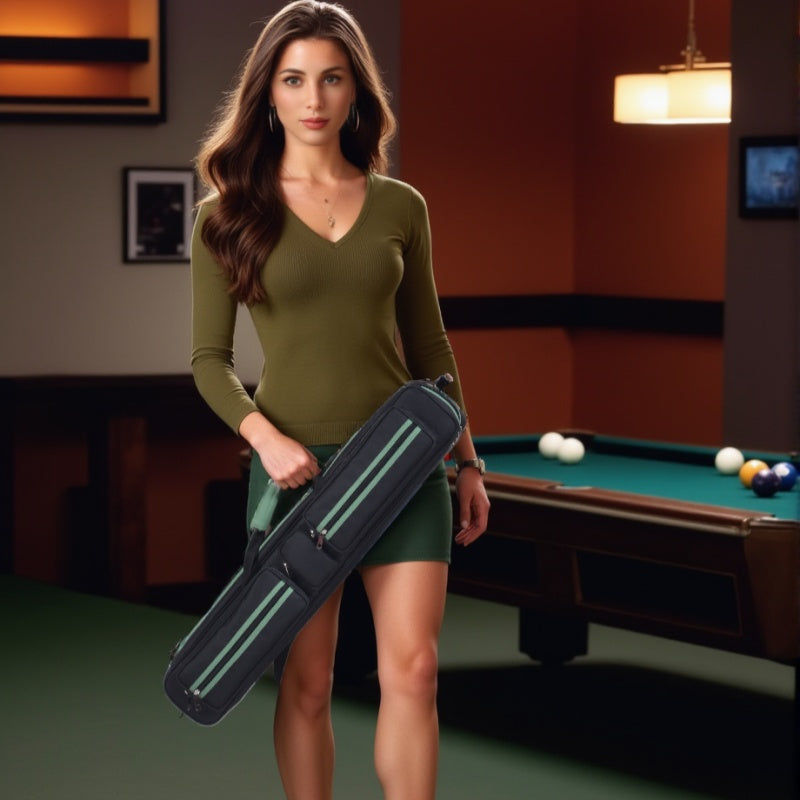 Pool Cue Case 7 Compartments 4 Cues Large Capacity Bag