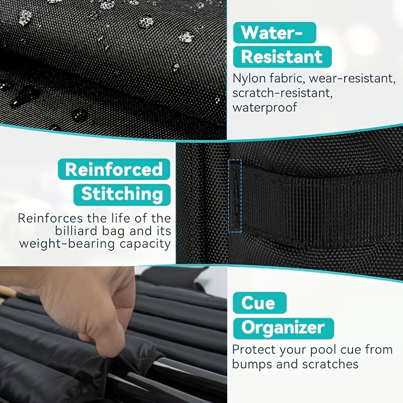 Oxford Soft Paddle Pool Cue Case And Ping Pong Cue Bag With Large Front Pockets