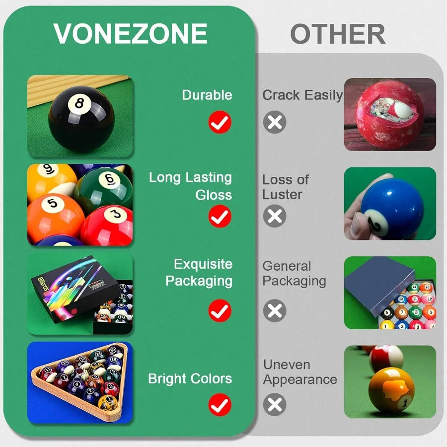 XMSJ Complete 16 Ball Billiard Pool Set For Professional Play