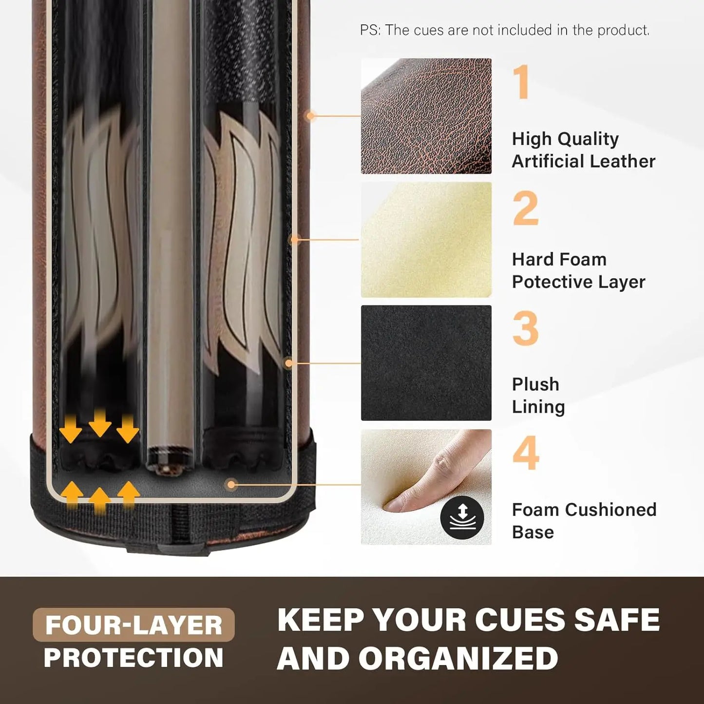 Hard Billiard Cue Case For Two Cues Durable Storage