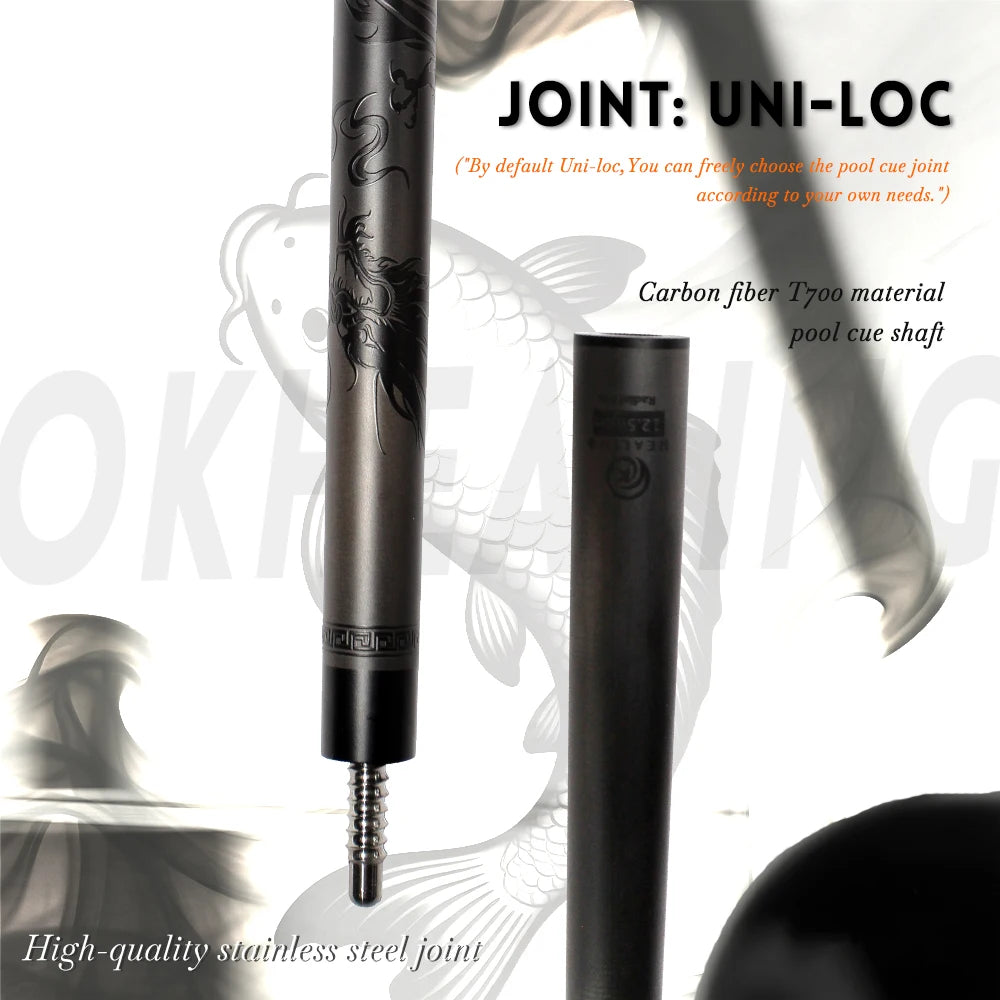 OKHEALING Carbon Fiber Billiard Cue Low Deflection Pool Cue