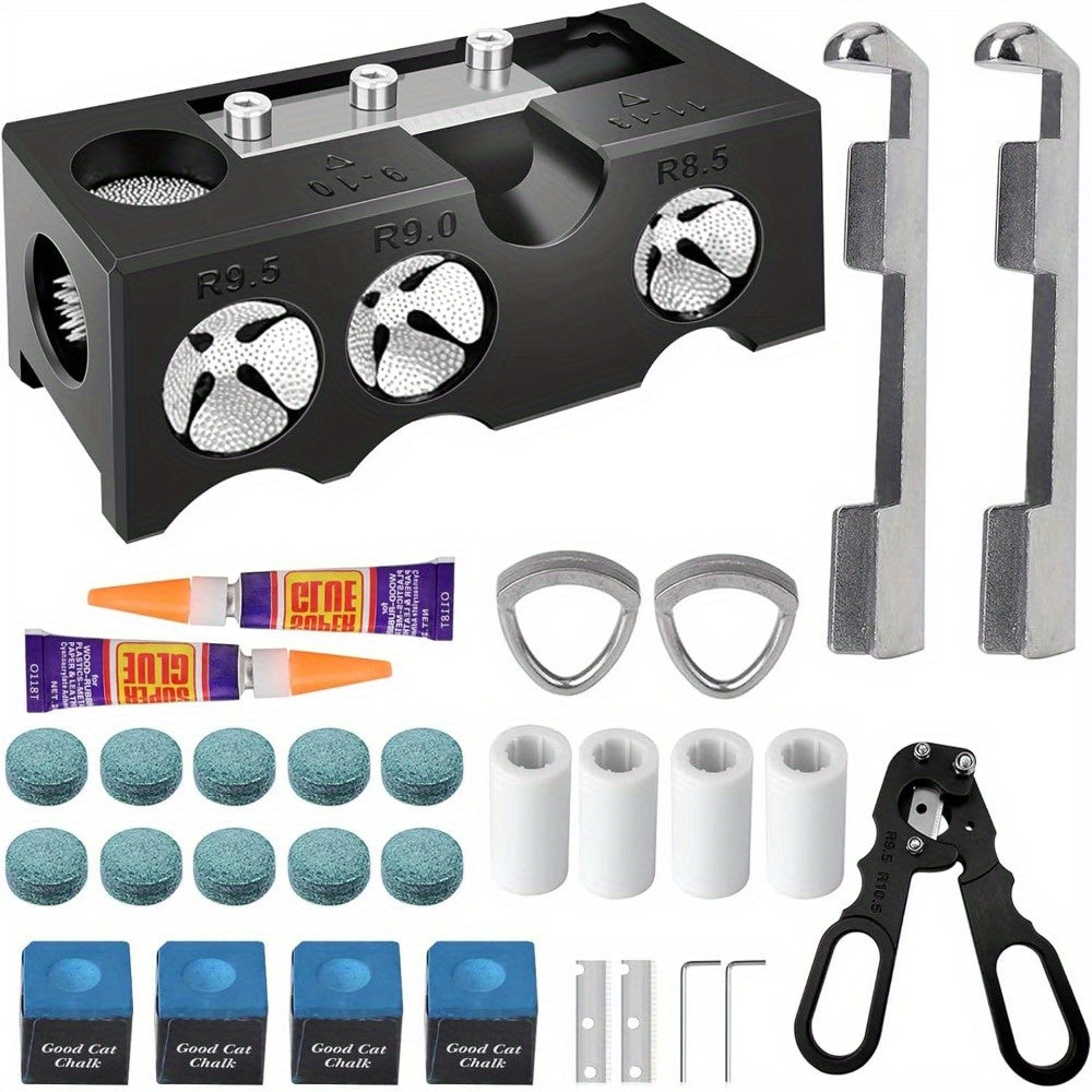 11-In-1 Pool Cue Tip Shaper Tool Kit For Billiards
