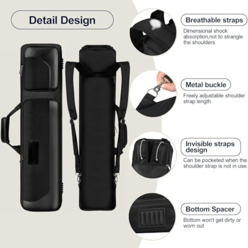 Heavy Duty Pool Cue Case With Oxford Exterior And Padded Interior Holds 4 Cues