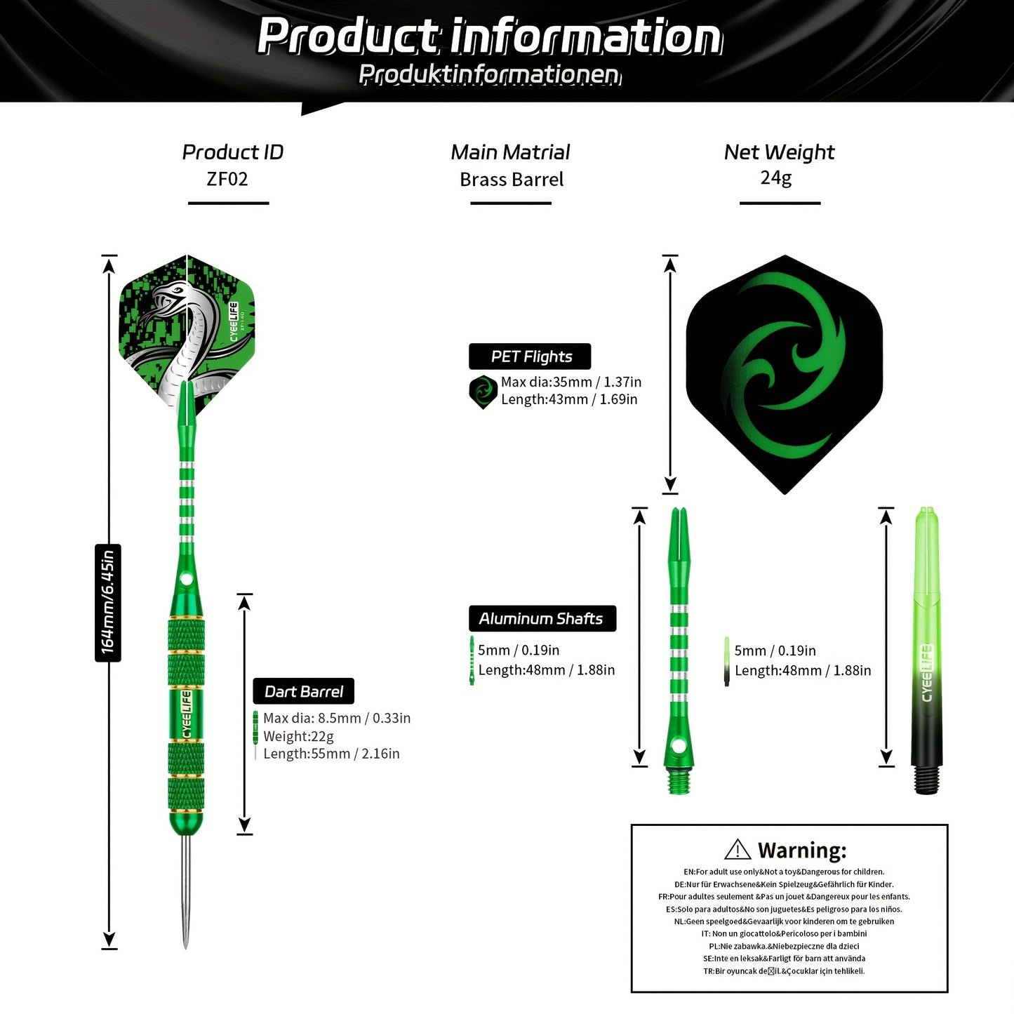 Cyeelife Professional Dart Set With Storage Box 3 Darts