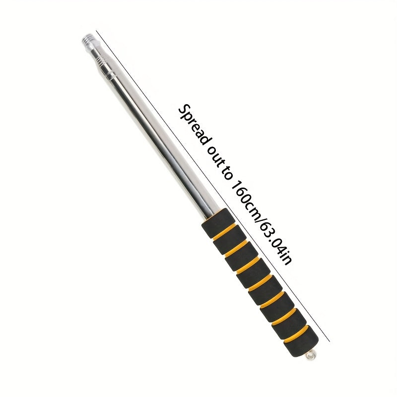 Four Stainless Steel Telescopic Pool Cues With Detachable Bridges