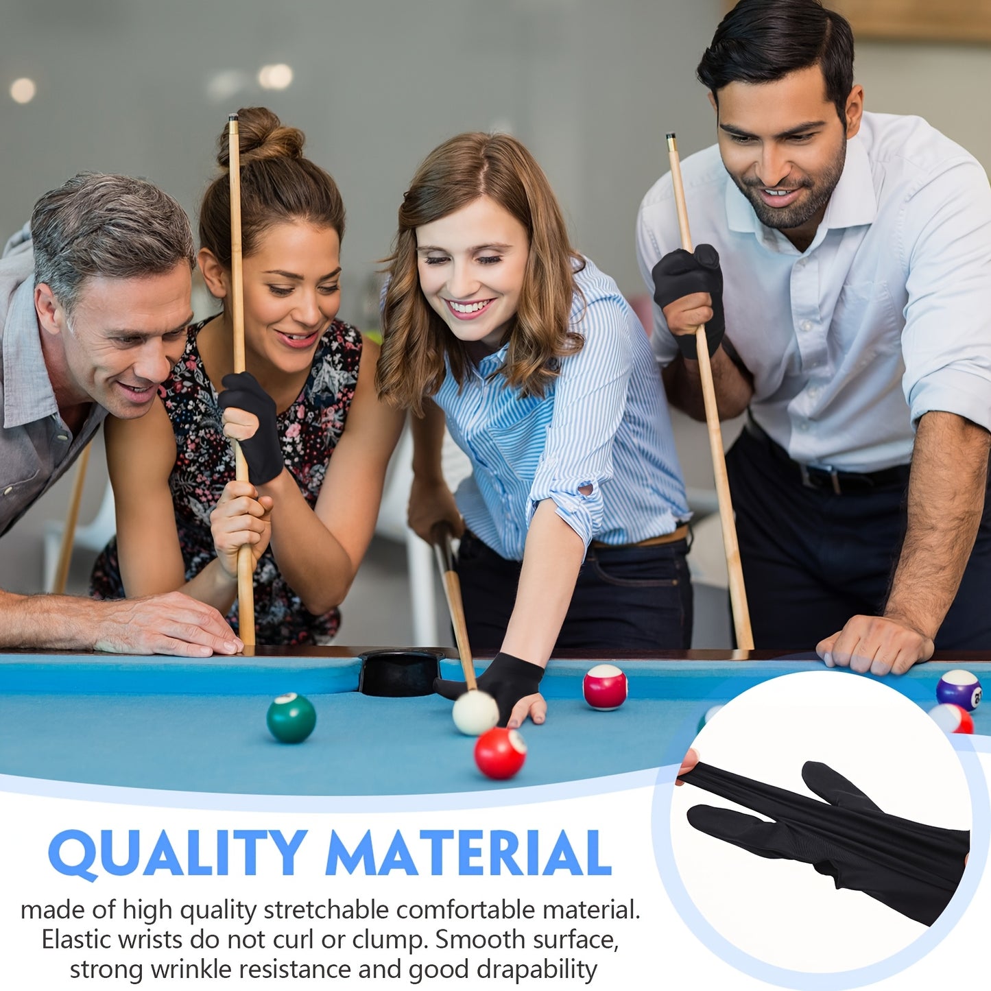 Patelai Breathable 3-Finger Pool Gloves For Billiards