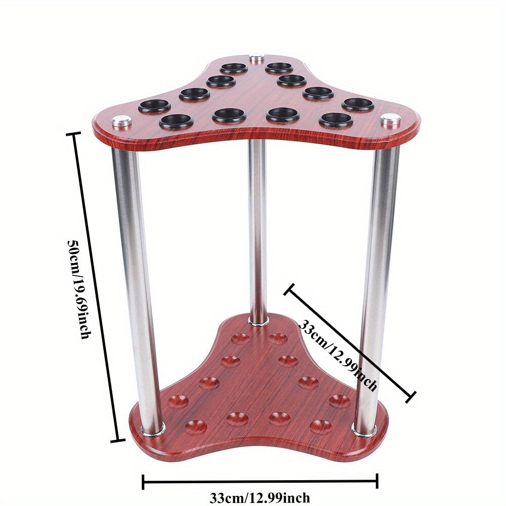 GDRASUYA Wood 12 Hole Pool Cue Rack Corner Floor Stand