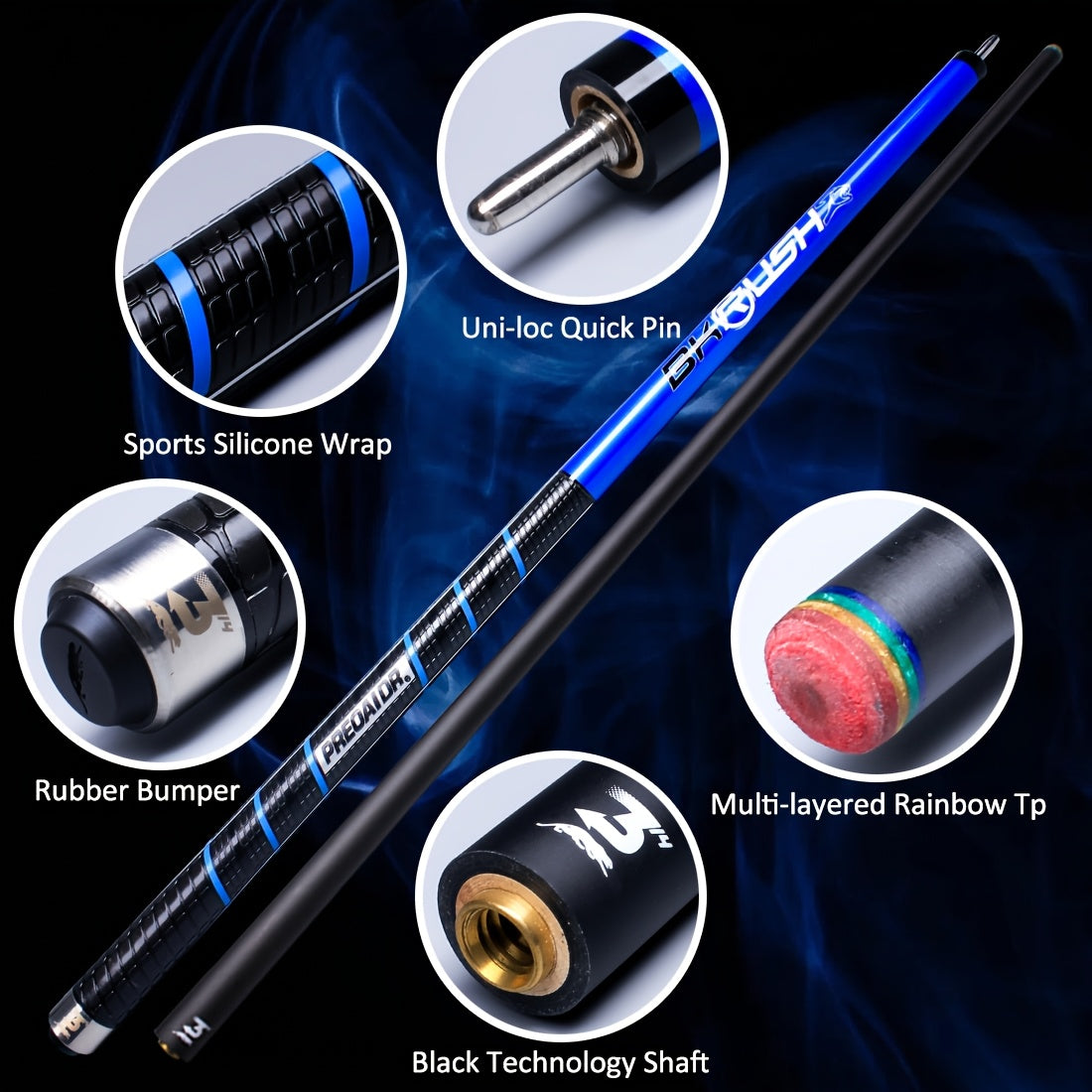 RREOAIDR BKP Series Pool Cue With Low Deflection Technology
