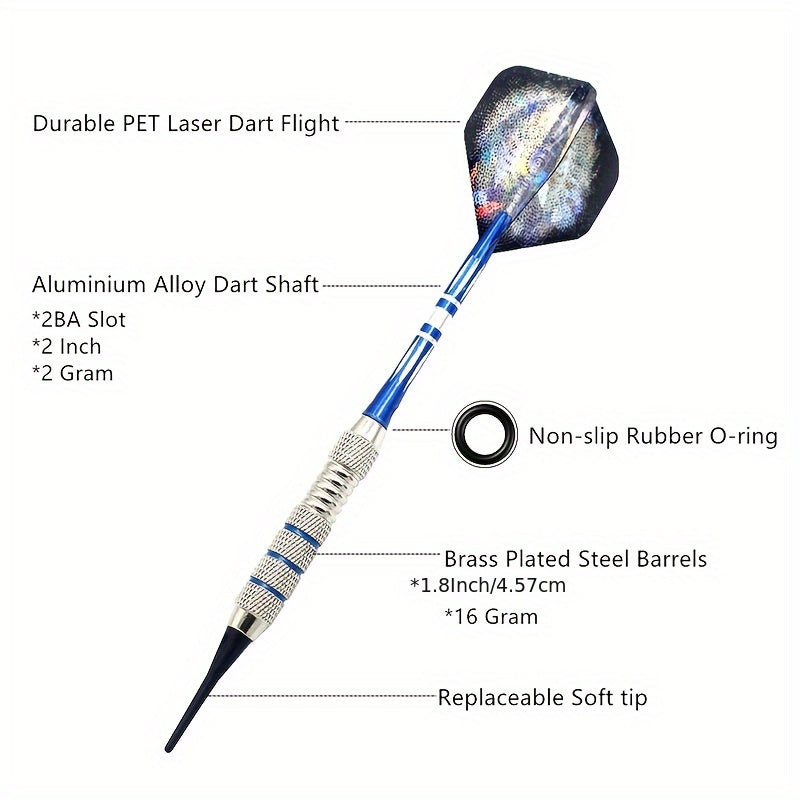Soft Tip Dart Set For Electronic Dartboards With Aluminum Shafts