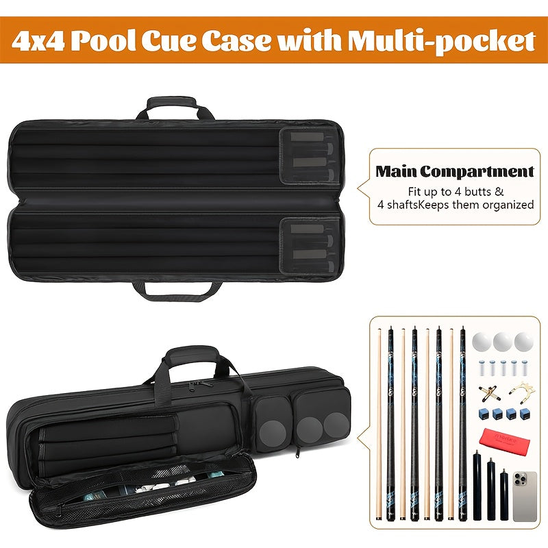 FANNOS Pool Cue Case 4x4 With Hidden Backpack Strap