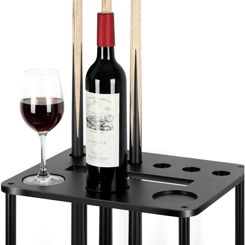 Freestanding Pool Cue Rack Holds 6 Cues Wood Billiard Organizer