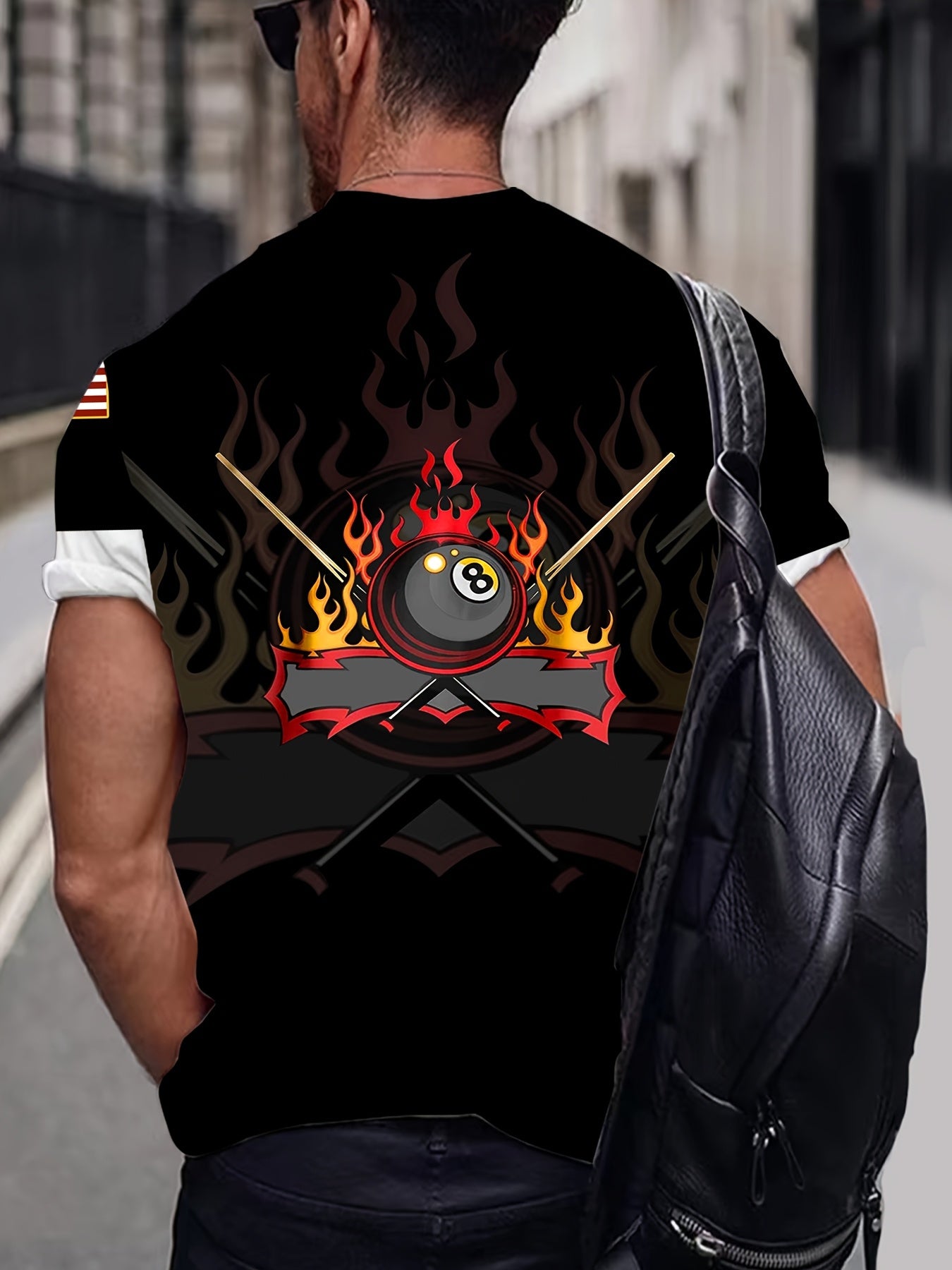 Billiards National Flag Print T Shirt For Men Polyester