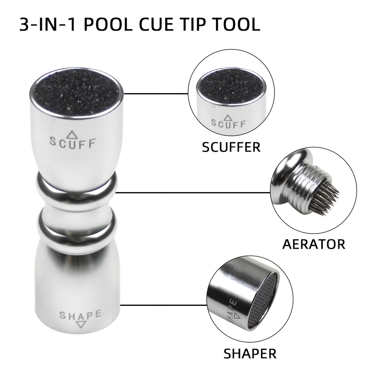 Billiard Cue Repair Accessories Round Shaped Sanding Needle 3 In 1