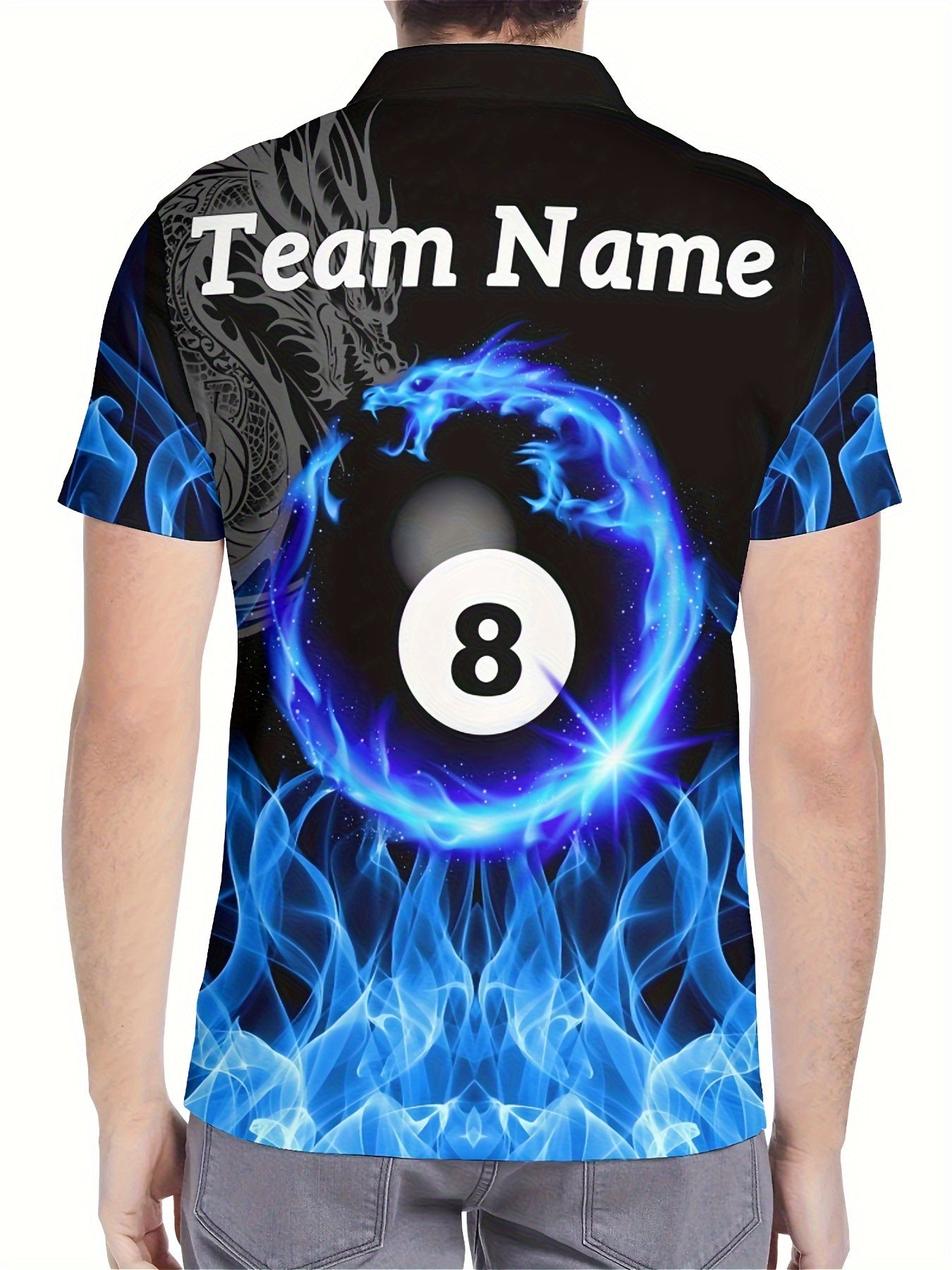 Custom Dragon 8 Billiard Polo Shirt With Personalization
