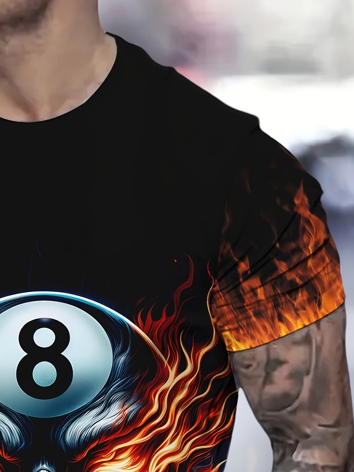 Mens Billiards Graphic T Shirt Edgy Skull Pool Balls Design