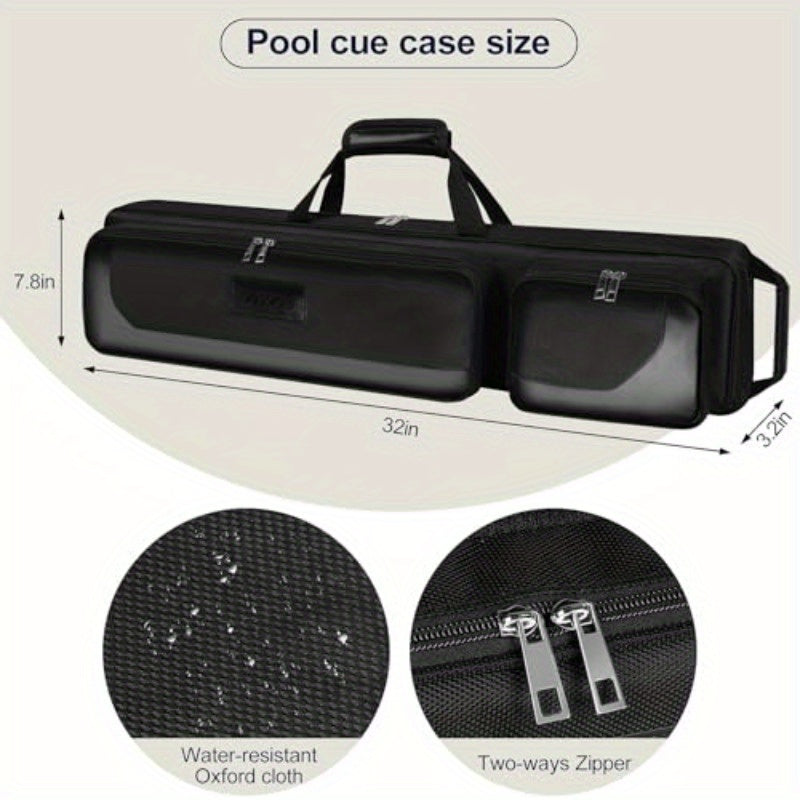 Heavy Duty Pool Cue Case With Oxford Exterior And Padded Interior Holds 4 Cues