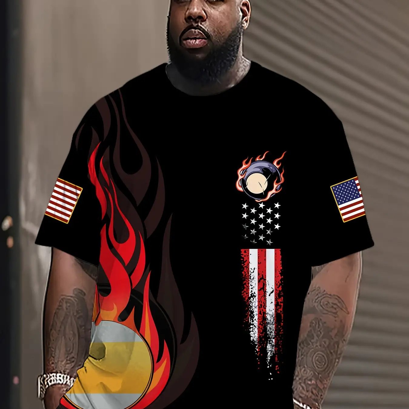 Billiards National Flag Print T Shirt For Men Polyester