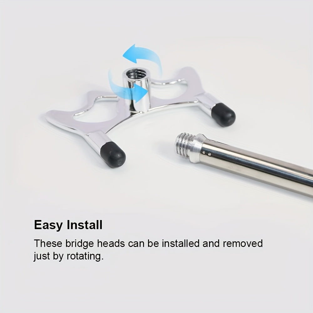 Four Stainless Steel Telescopic Pool Cues With Detachable Bridges