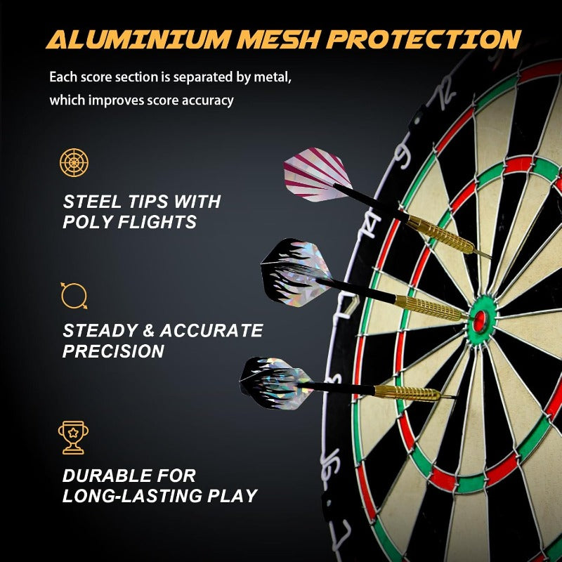 Bristle Dart Board Set With Darts And Rotating Number Ring