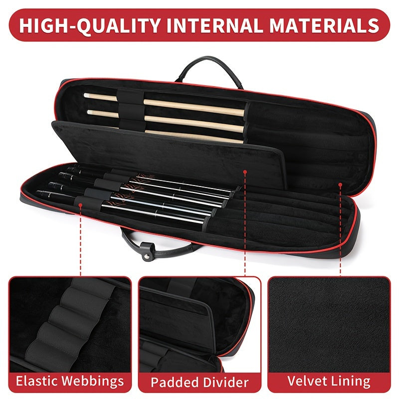 Soft Padded Pool Cue Case With Large Front Pockets