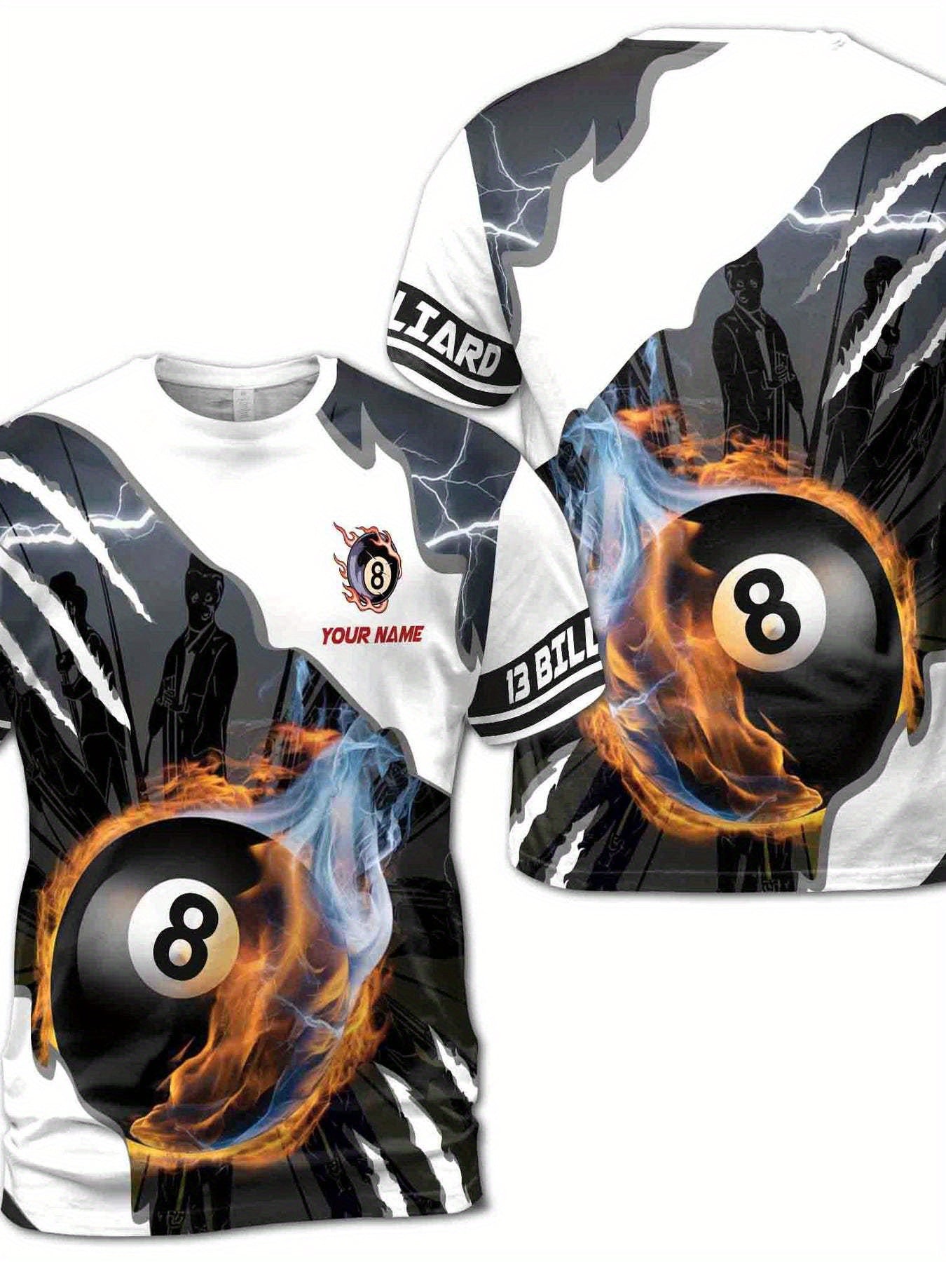 Billiards 8 Balls Patterned Polyester Mens T Shirt