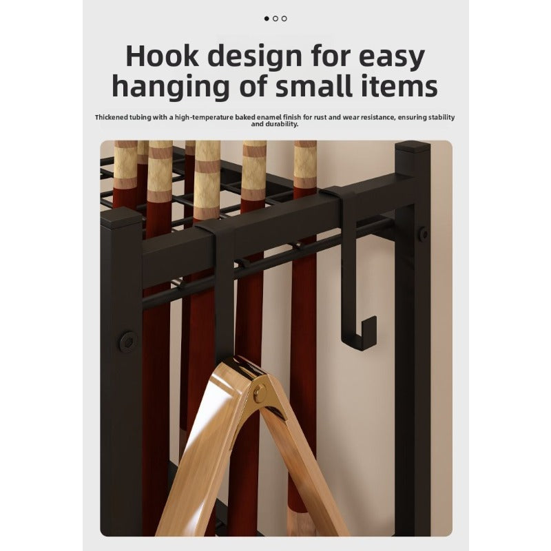 Heavy-Duty Wrought Iron Snooker Cue Rack Wall Mounted Dust-Proof Finish