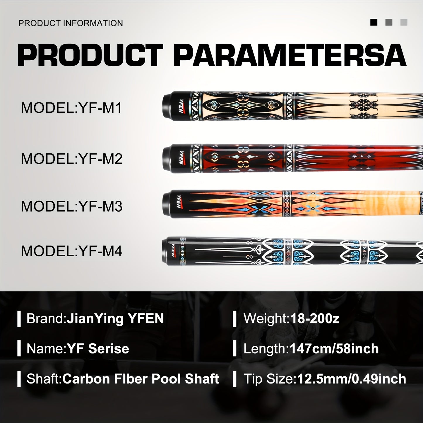 YFEN Carbon Fiber Pool Cue Pro Low Deflection Shaft