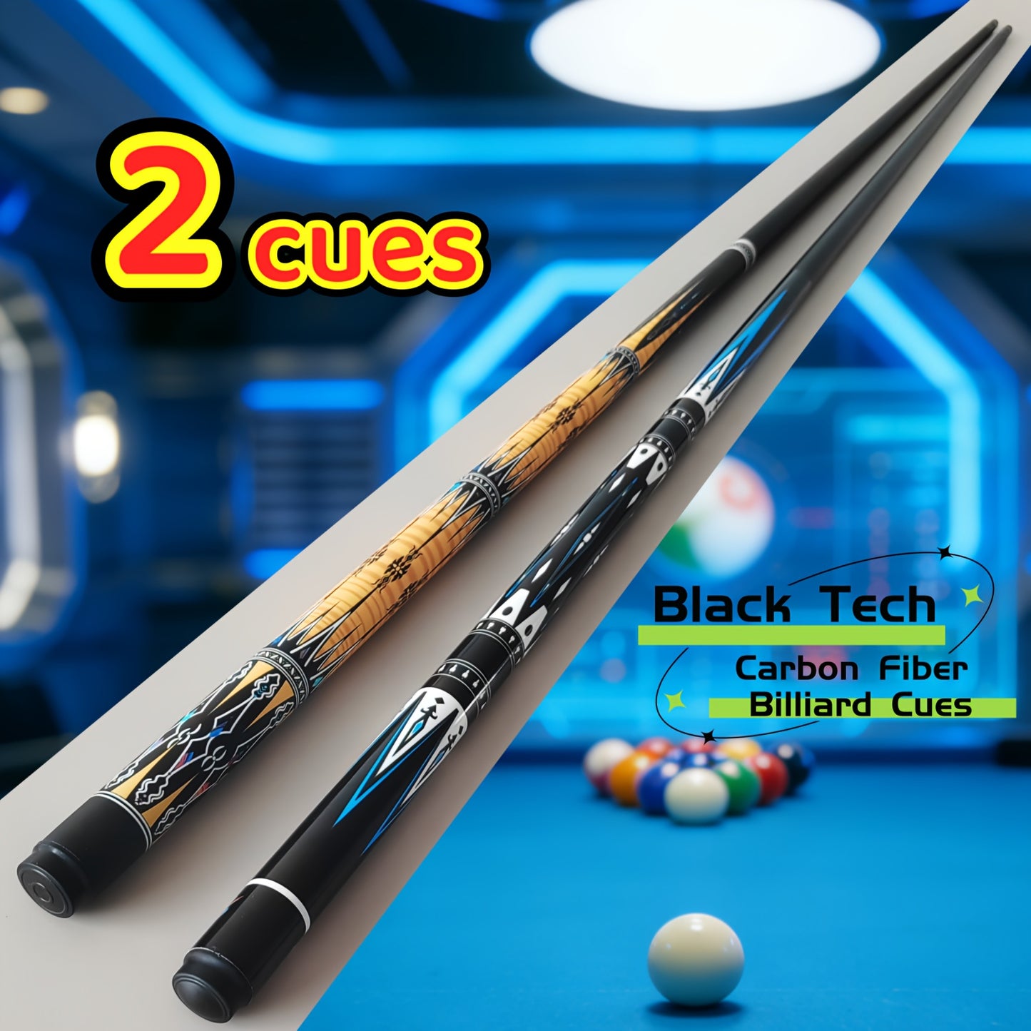 Carbon Fiber Pool Cues Dual Pack Anti Warp One Piece